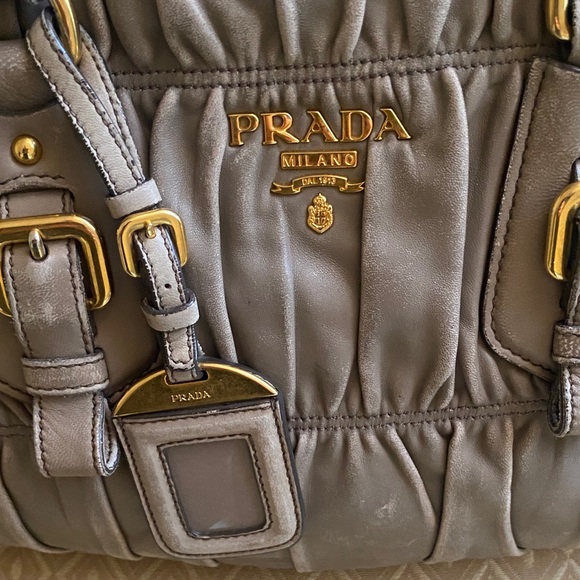 Prada Ruched Tessuto
Napa Leather Tan Vintage Satchel - Picture 6 of 16